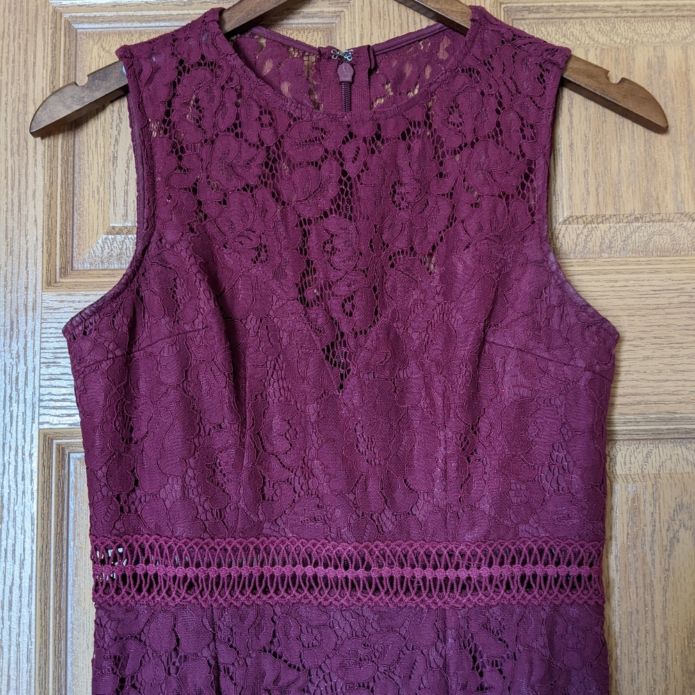 Lulu's Burgundy All Lace Dress - Picture 2 of 5